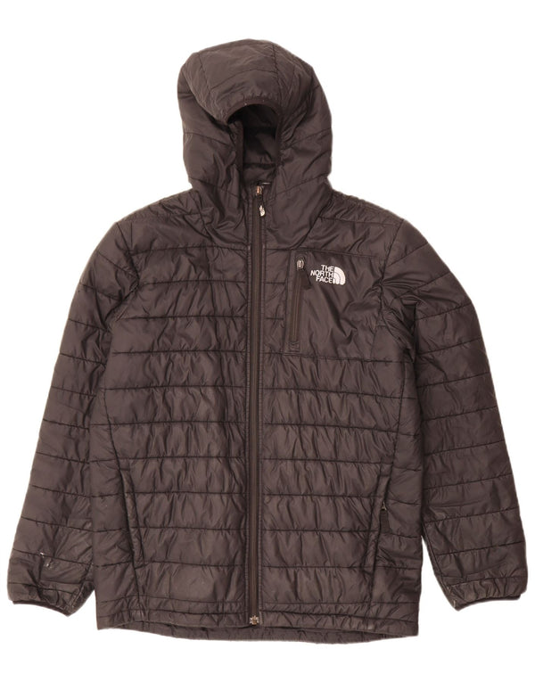 The North Face wattierte Jungenjacke mit Kapuze, 14–15 Jahre, XL, schwarzes Polyester