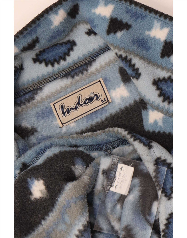 Vintage fleecejakke til mænd UK 38 Medium Blue Fair Isle Polyester
