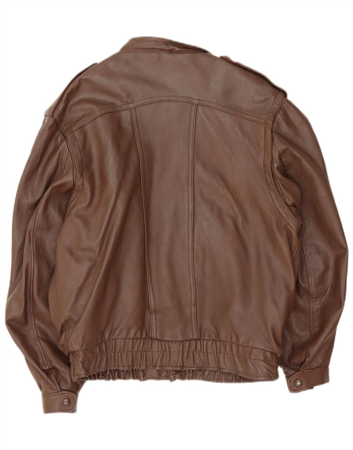 veste en cuir militaire vintage pour hommes UK 36 Petit Brun