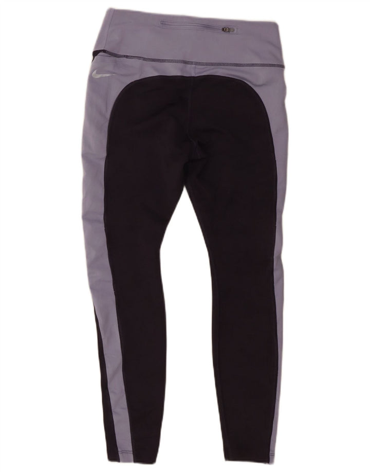 Nike Womens Dri Fit Leggings UK 14 Medium Purple Colourblock