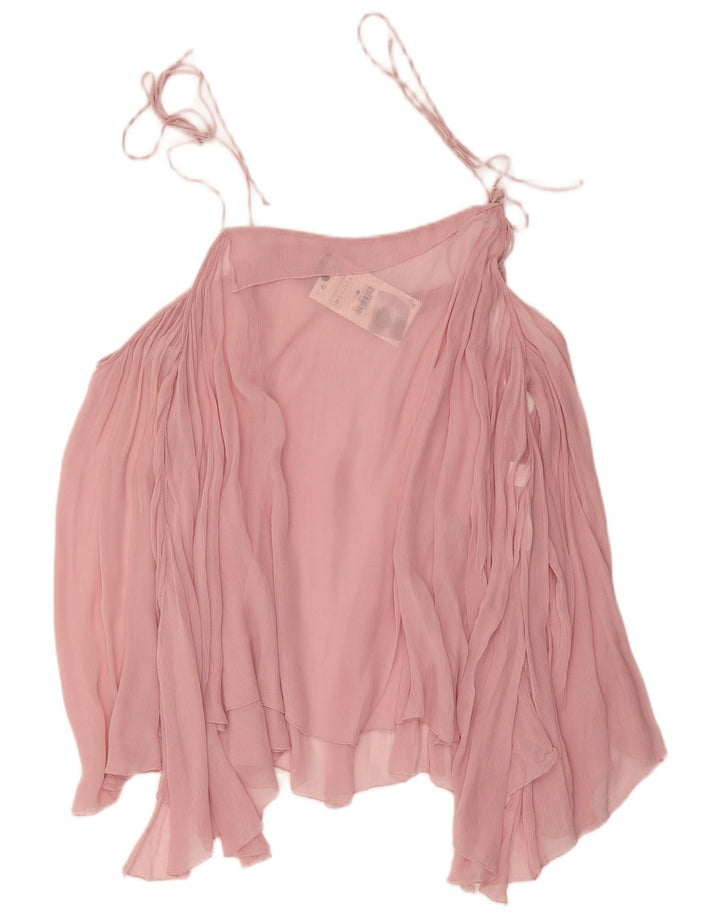 Zara Womens See Through Off Shoulder Top UK 14 Medium Pink Viscose