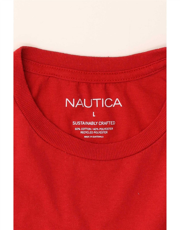 Nautica Mens Graphic T-Shirt Top Large Red Cotton