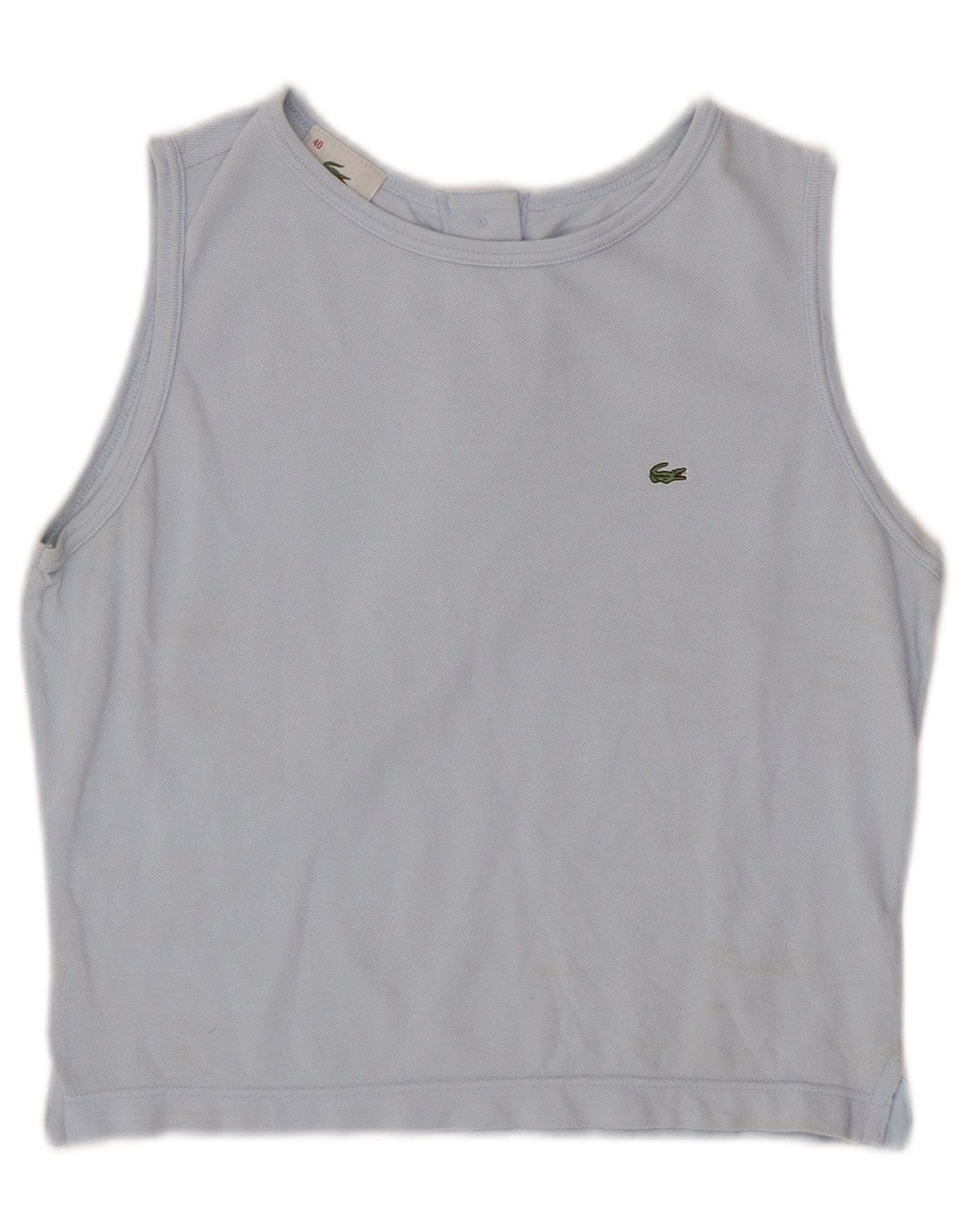 LACOSTE Womens Crop Vest Top Size 40 Medium Blue Cotton