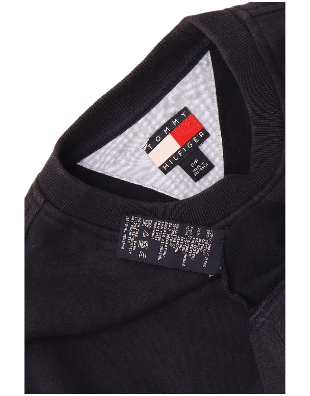 Tommy Hilfiger Mens Sweatshirt Jumper Small Navy Blue Cotton