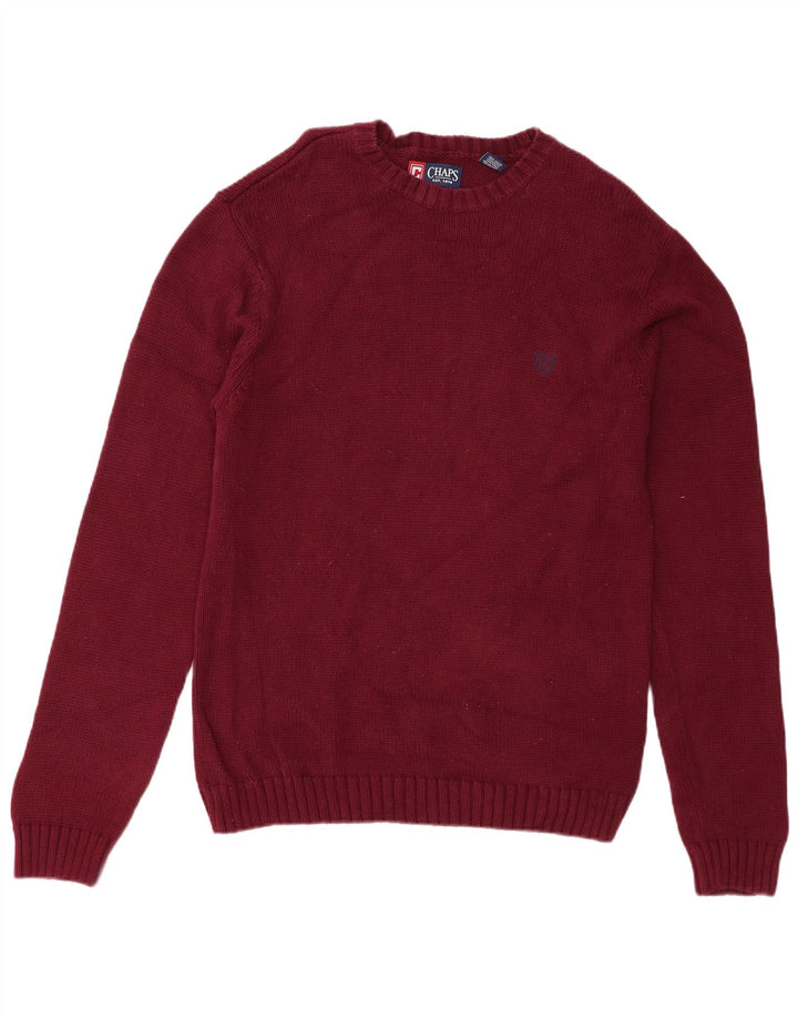 Maglione maglione girocollo da uomo vestibilità regolare in cotone bordeaux medio