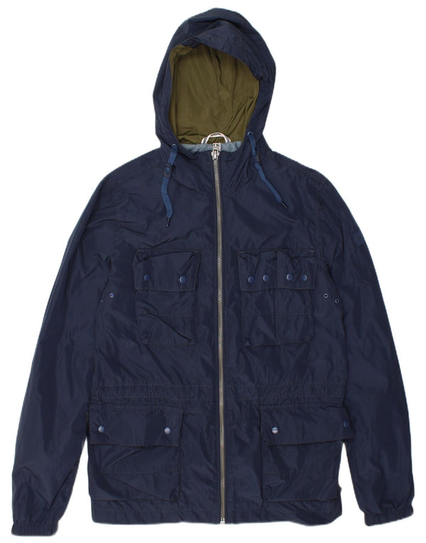Wrangler Herre Hooded Utility Jacket UK 36 Small Navy Blue Polyester