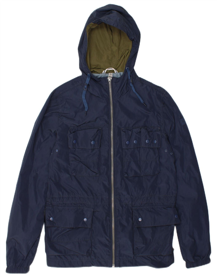 Wrangler Herre Hooded Utility Jacket UK 36 Small Navy Blue Polyester