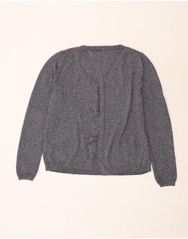 Massimo Dutti Womens Boat Neck Jumper Sweater UK 16 Large Navy Blue Flecked