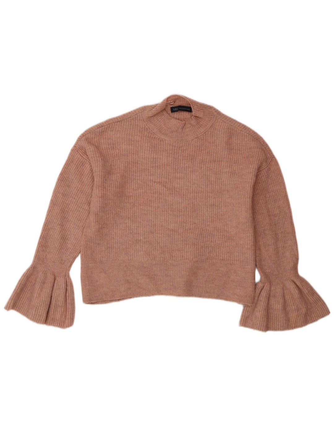 Marks & Spencer Dame Crop Turtle Neck Jumper Sweater UK 12 Medium Pink