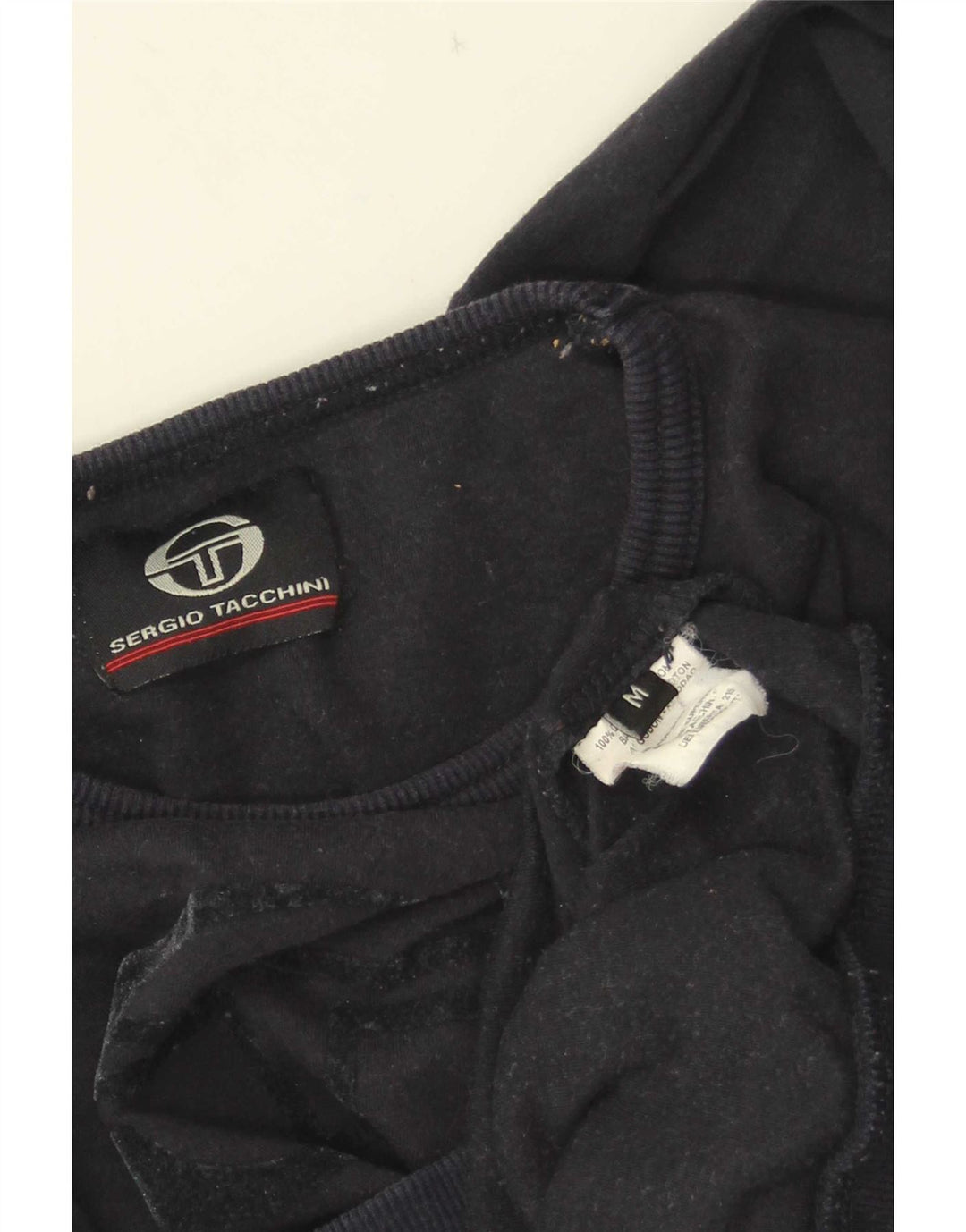 Sergio Tacchini Womens Crop Graphic Top Long Sleeve UK 12 Medium Navy Blue