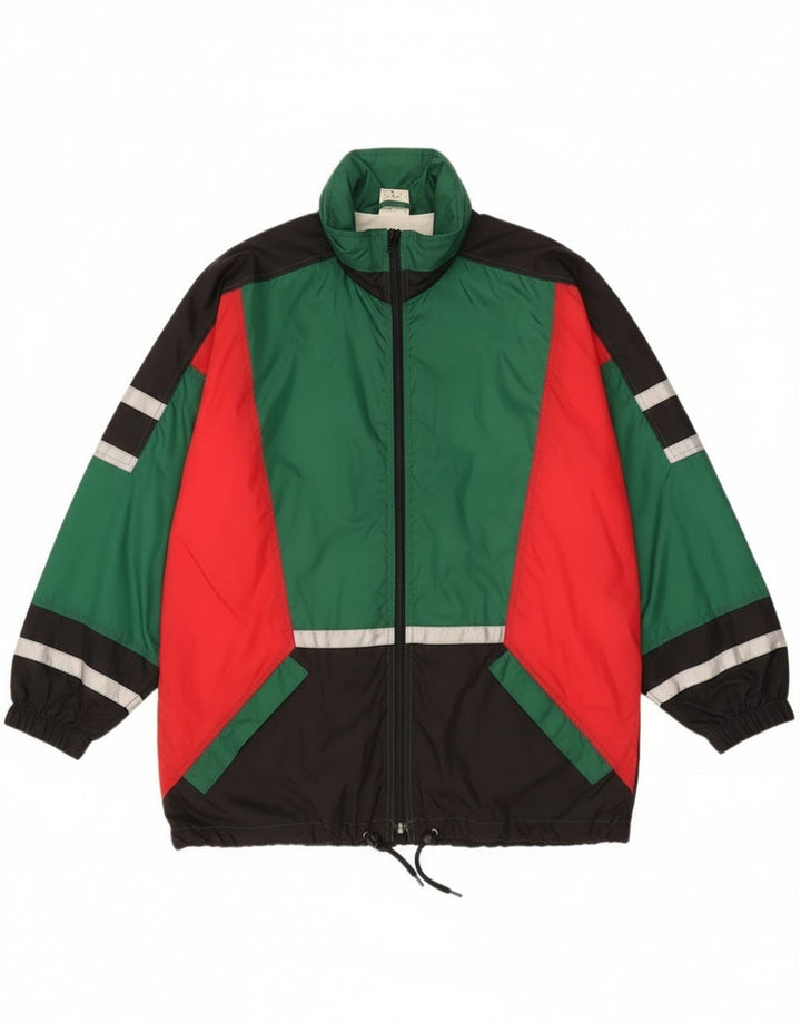 San Marco Mens Hooded Tracksuit Top Jacket Medium Green Colourblock