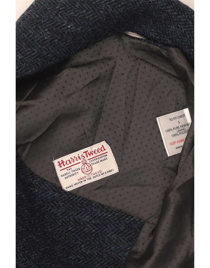 Harris Tweed Mens Waistcoat Small Blue Herringbone New Wool