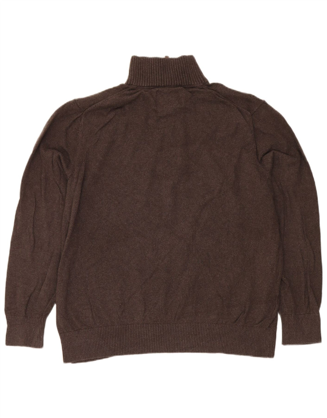Eddie Bauer Mens Zip Neck Jumper Sweater XL Brown Cotton
