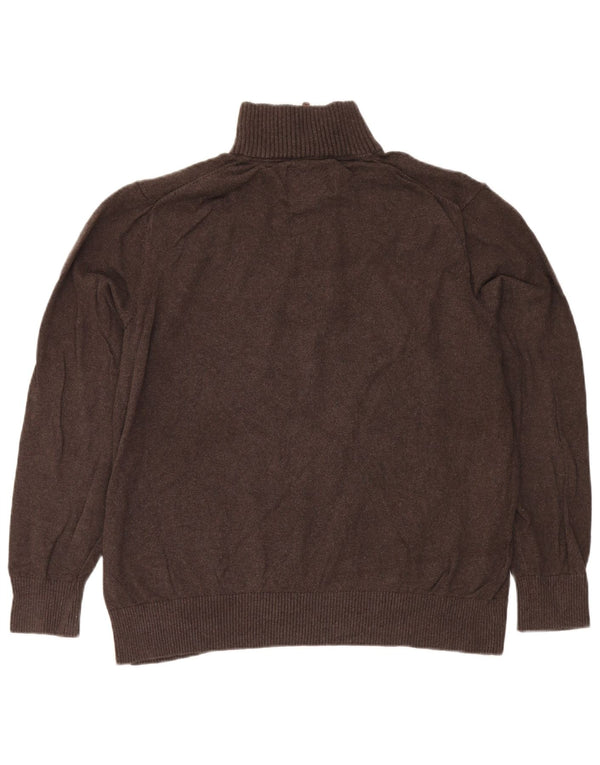 Eddie Bauer férfi cipzáras nyakú pulóver XL barna pamut
