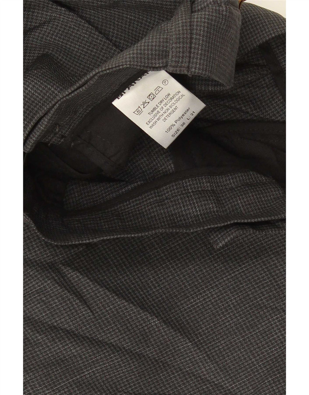 Farah Mens Straight Suit Trousers W36 L31 Grey Houndstooth Polyester