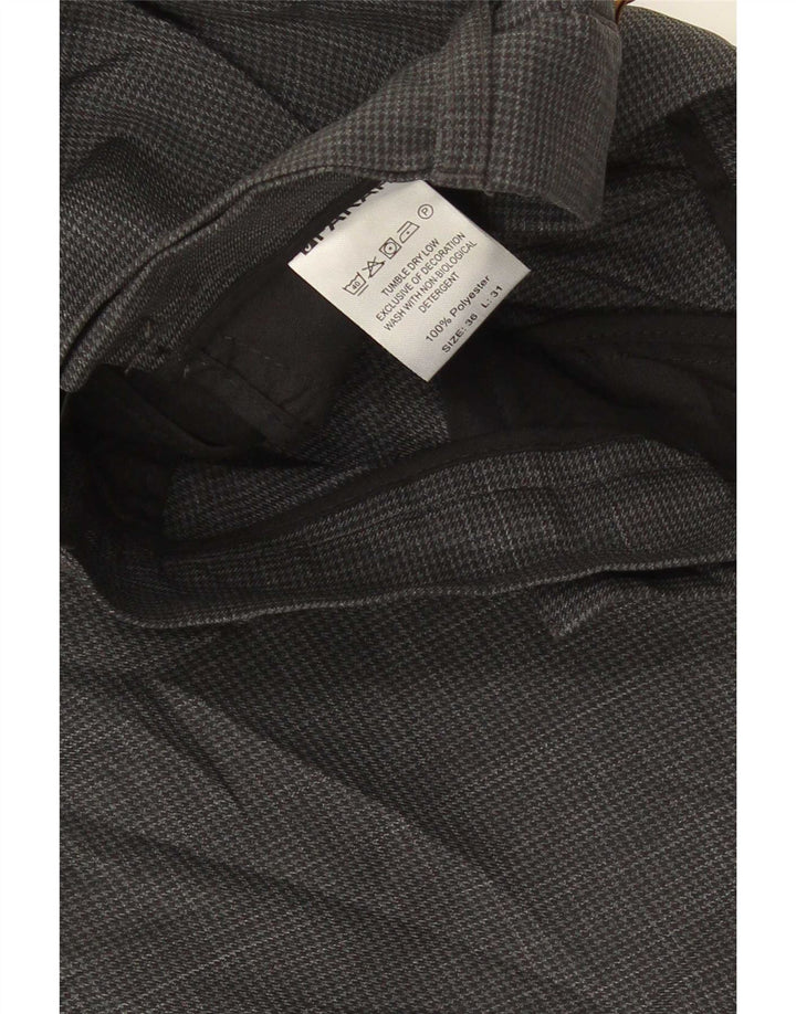 Farah Mens Straight Suit Trousers W36 L31 Grey Houndstooth Polyester