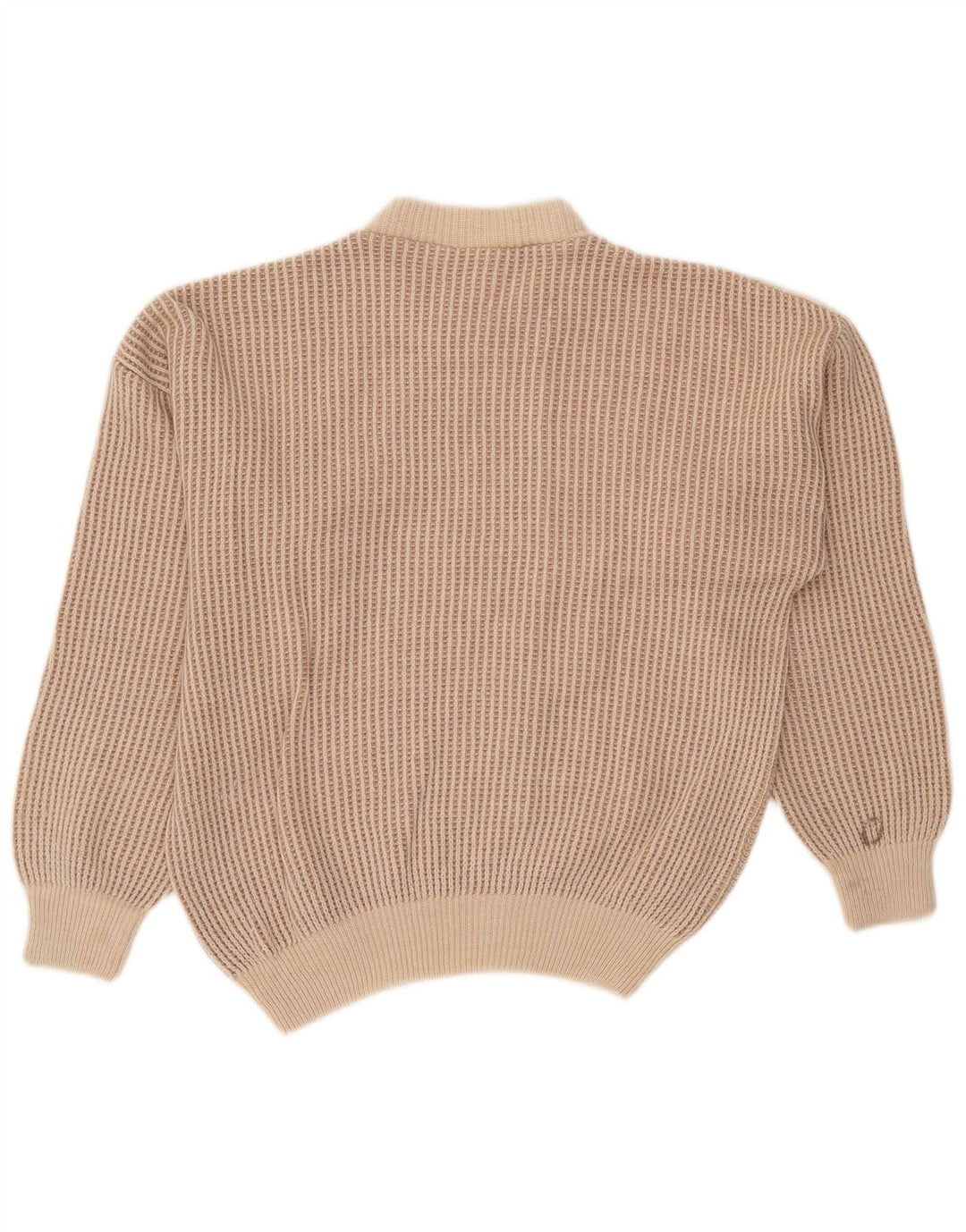 Oscar Forghieri Herre Crew Neck Jumper Sweater Medium Beige Stribet Uld