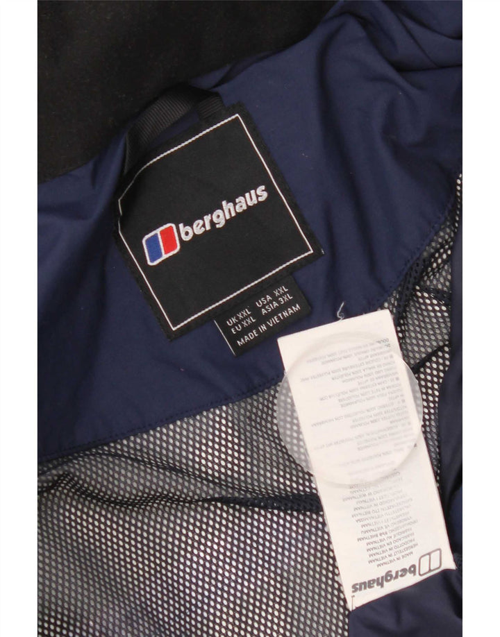 Berghaus Mens Hooded Rain Jacket UK 44 2XL Navy Blue Polyester