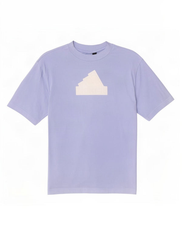 Adidas T-shirt graphique surdimensionné pour femme UK 4/6 XS Bleu coton