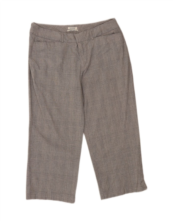 DOCKERS Womens Mid Rise Capri Trousers UK 12 Medium W32 L21 Grey Check Vintage Dockers and Second-Hand Dockers from Messina Hembry 