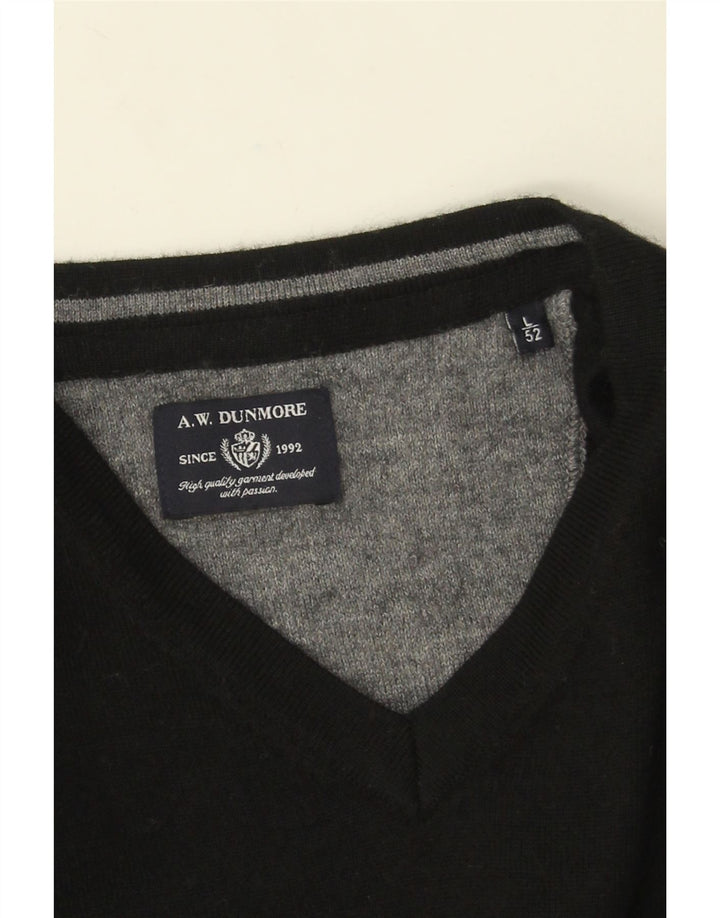 A.W.Dunmore Mens V-Neck Jumper Sweater IT 52 Large Black Wool
