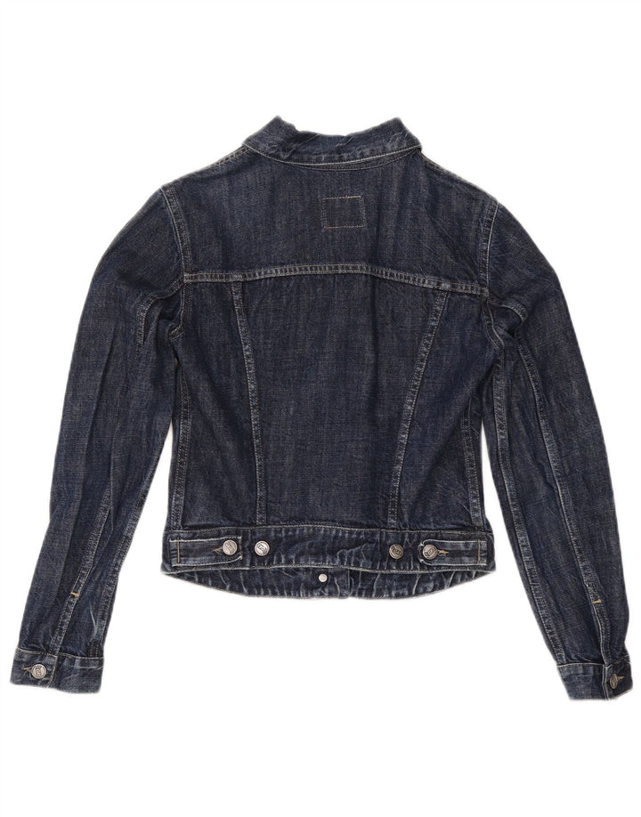 Gas Womens Crop Denim Jacket UK 10 Small Navy Blue Cotton