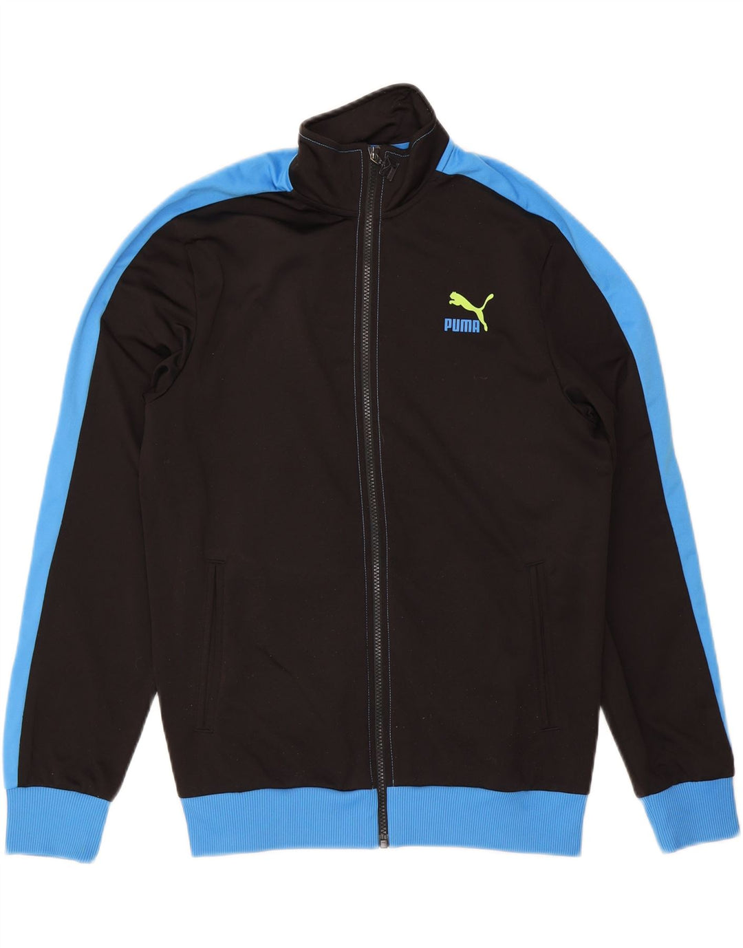 PUMA Boys Graphic Tracksuit Top Jacket 13-14 Years Black Colourblock Vintage Puma and Second-Hand Puma from Messina Hembry 