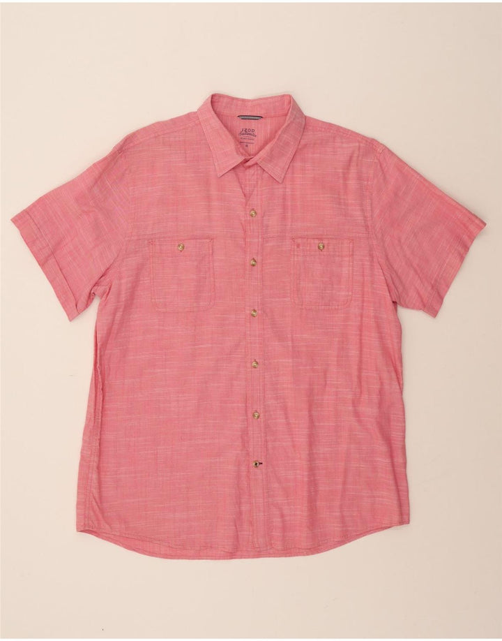 IZOD Mens Short Sleeve Shirt XL Pink Cotton Vintage Izod and Second-Hand Izod from Messina Hembry 