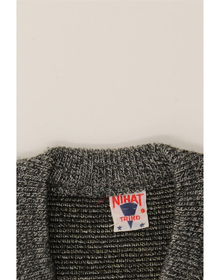 VINTAGE Mens V-Neck Jumper Sweater XL Grey Check Vintage Vintage and Second-Hand Vintage from Messina Hembry 