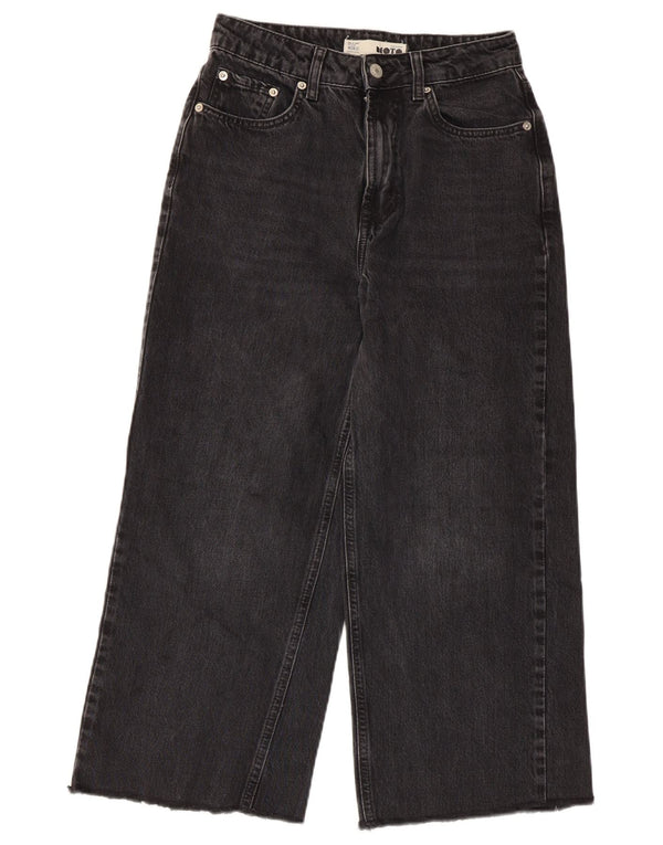 Jeans Capri a gamba larga a vita alta da donna Zara W28 L22 cotone nero