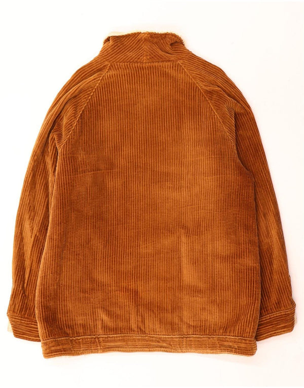 vintage Mens Sherpa Corduroy Jacket UK 42 XL Marron Colourblock Coton