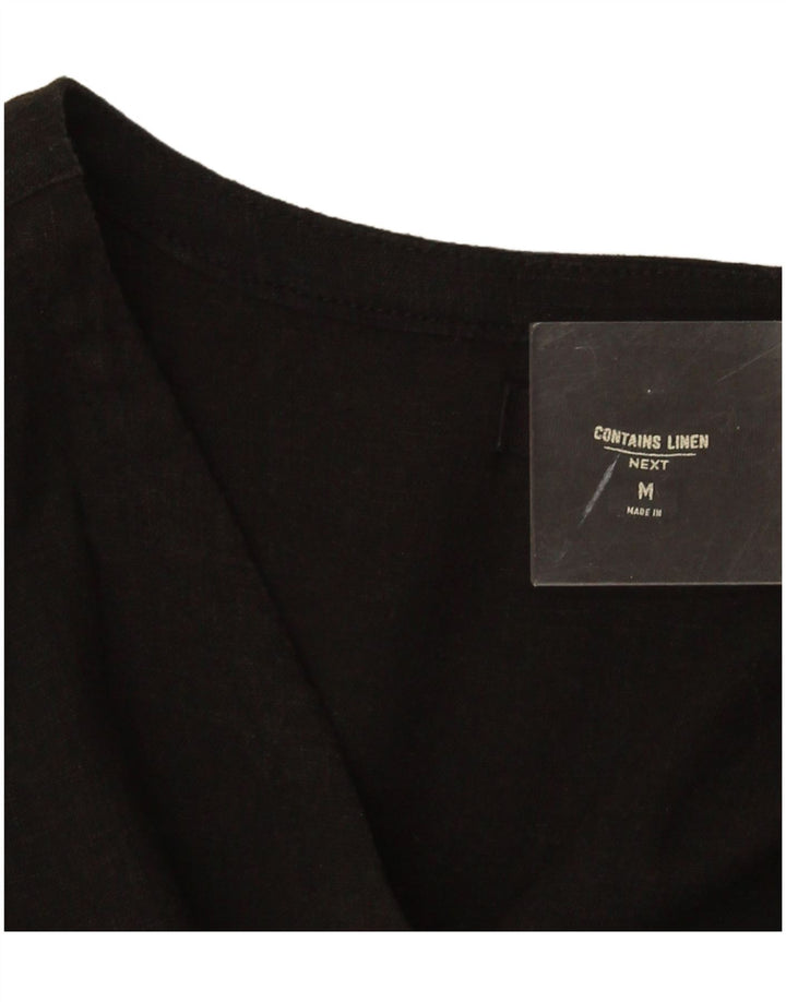 Next Womens Tiered Dress UK 12 Medium Black Floral Linen