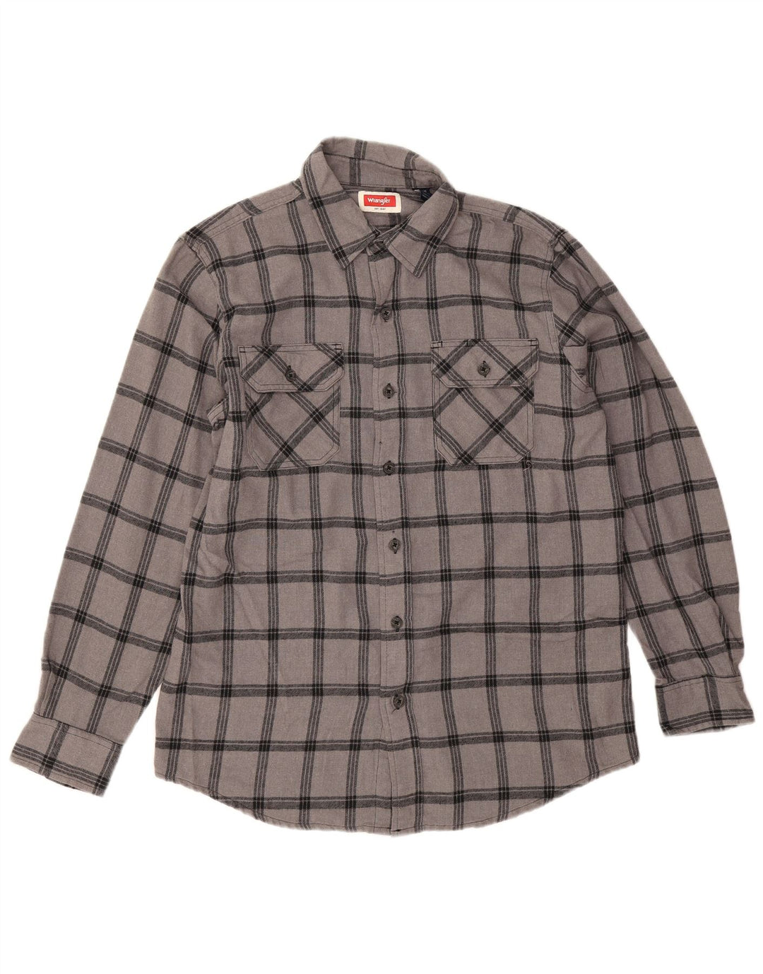 Wrangler Mens Flannel Shirt Medium Grey Check Cotton
