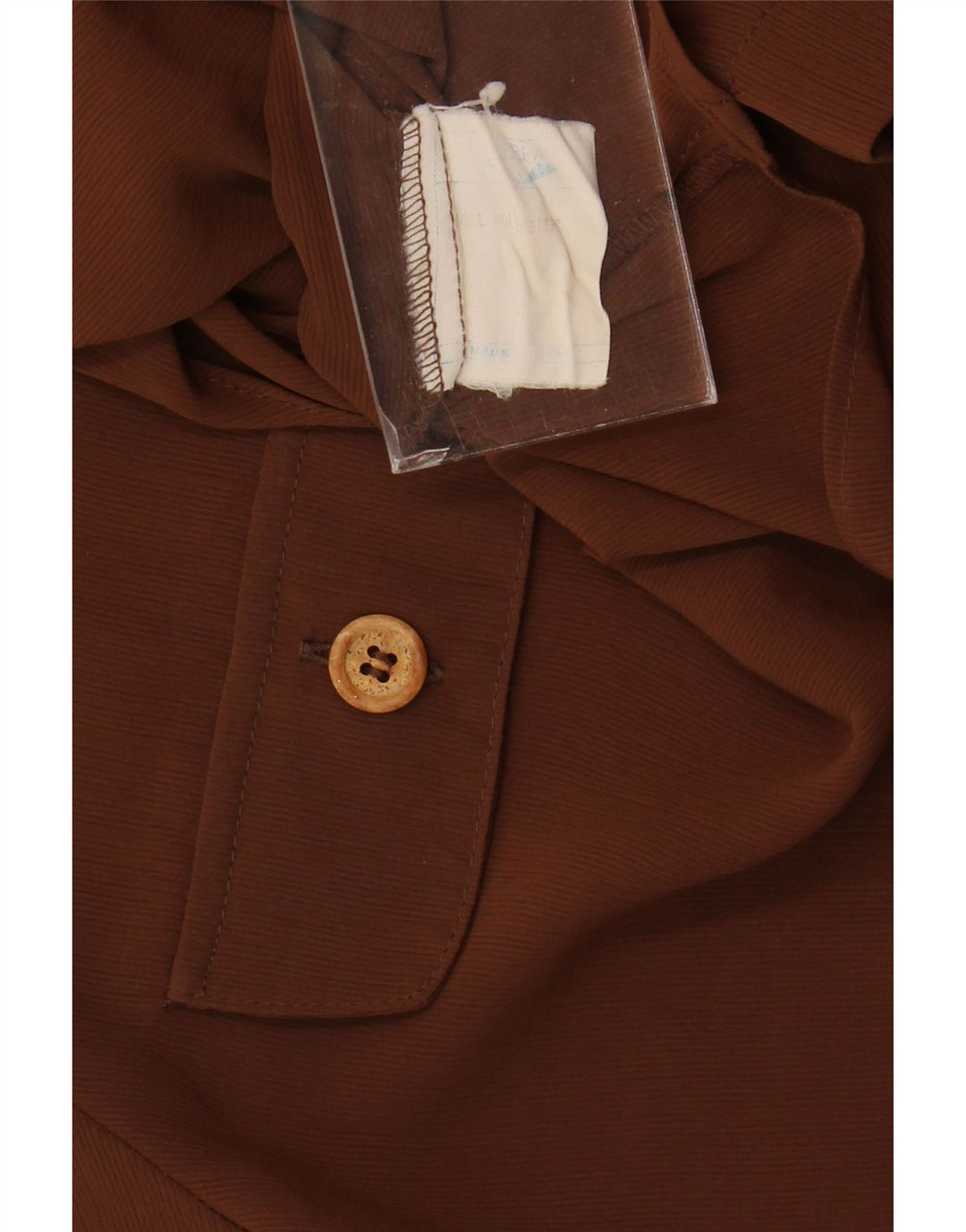 Vintage Womens Crop Short Sleeve Shirt Blouse UK 14 Medium Brown Polyester