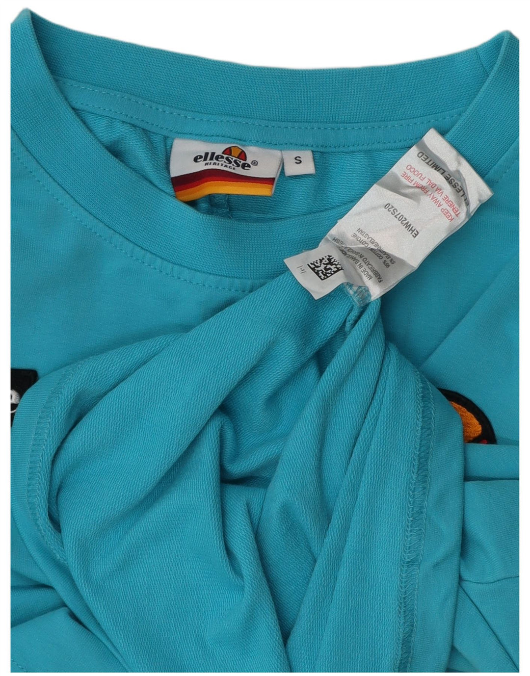 ELLESSE Womens Oversized Crop Top Long Sleeve UK 10 Small Blue Colourblock