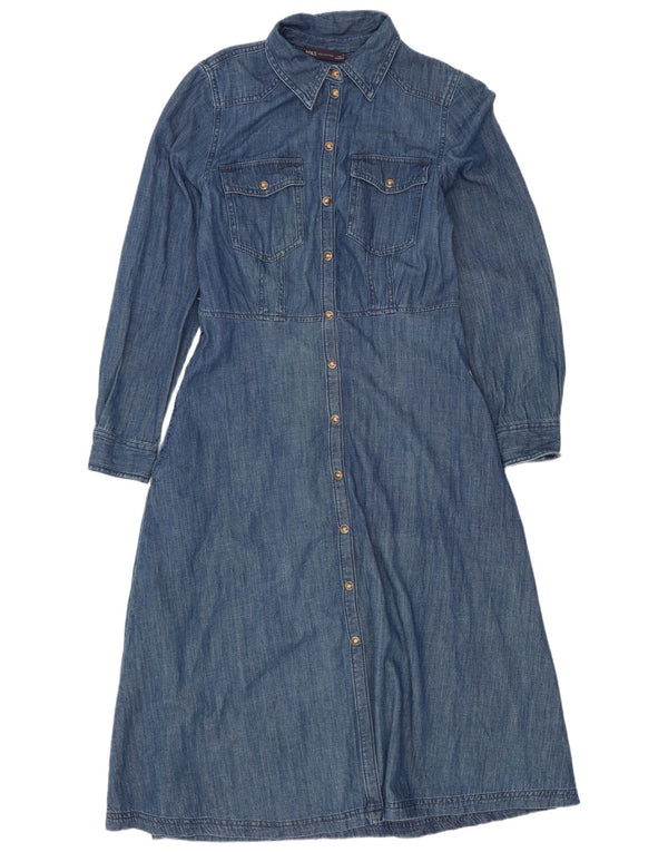 Vestido camisa jeans feminino Marks & Spencer Reino Unido 10 algodão azul pequeno