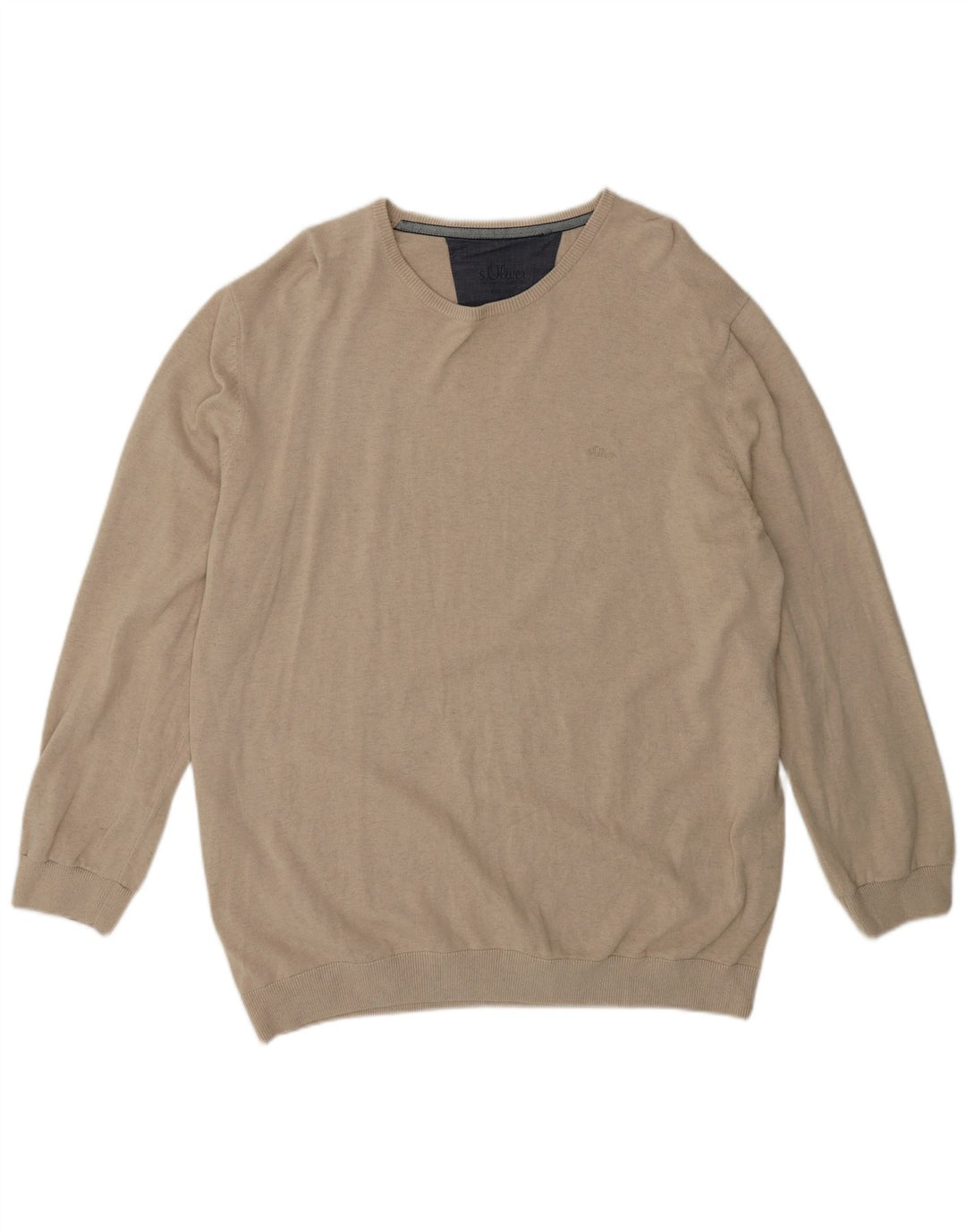 S.OLIVER Suéter masculino com gola redonda 2XL algodão bege