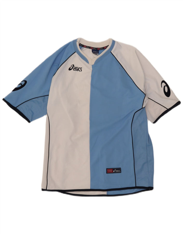 Asics Mens Graphic T-Shirt Top Medium Blue Colourblock Polyester
