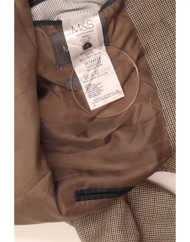 Marks & Spencer Ανδρικό σακάκι 2 κουμπιών UK 38 Medium Beige Houndstooth