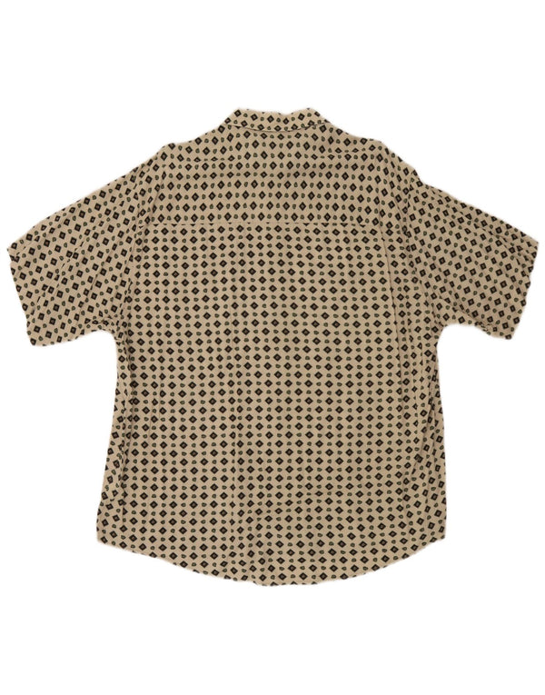 Follie Mens Short Sleeve Shirt XL Beige Geometric Viscose