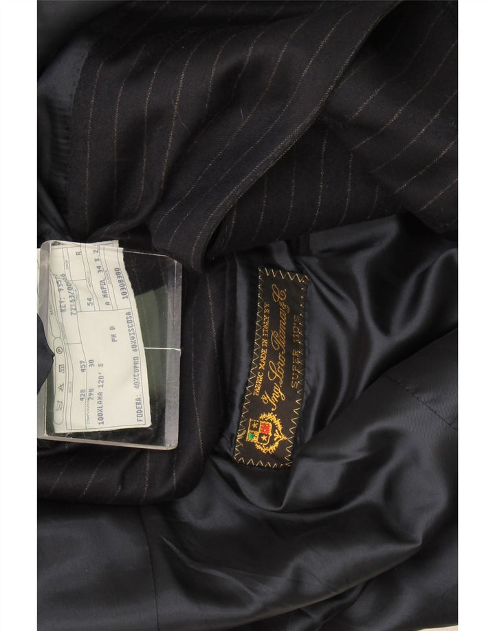 Loro Piana Mens 3 Button Blazer Jacket IT 54 2XL Navy Blue Pinstripe Wool