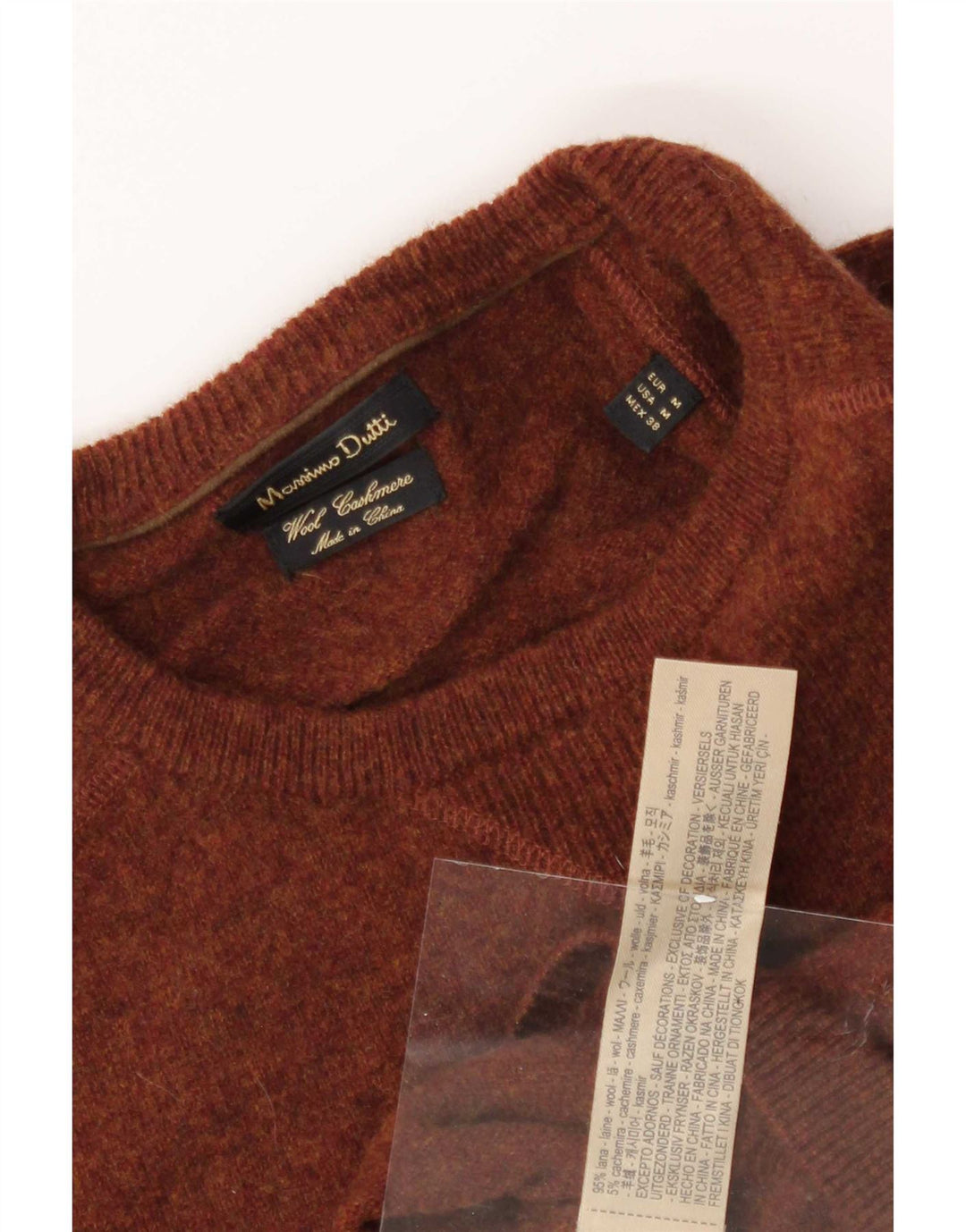 Massimo Dutti férfi nyakú pulóver közepes barna gyapjú