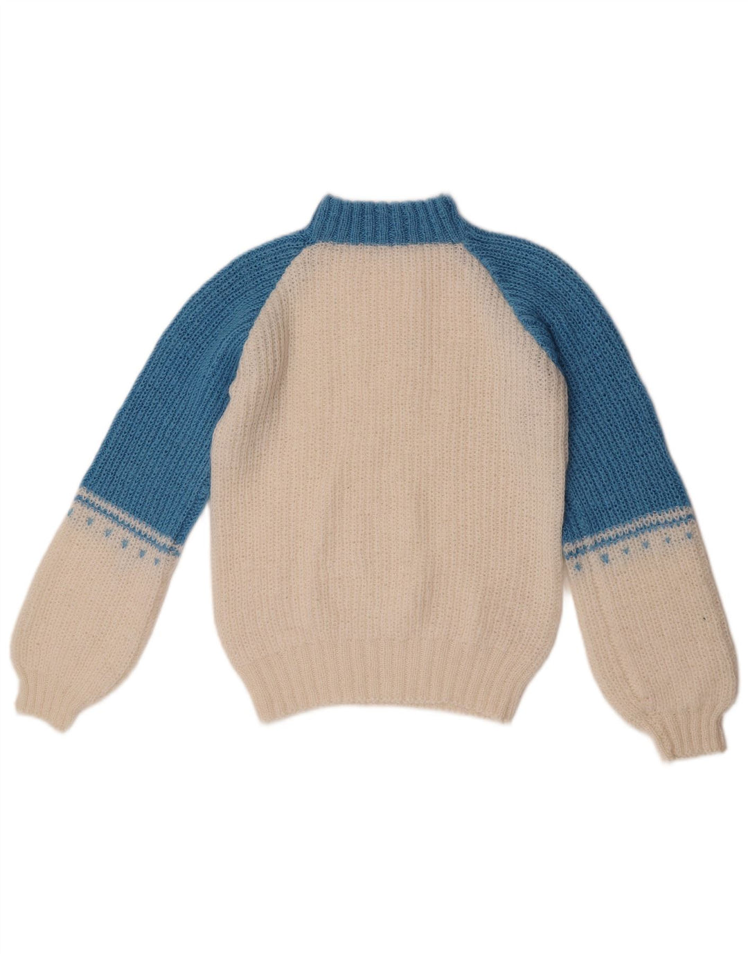 Vintage Womens Turtle Neck Jumper Sweater UK 12 Medium White Colourblock