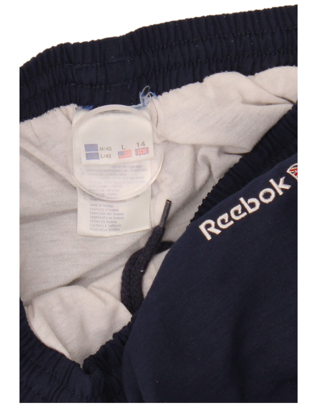 Reebok Mens Tracksuit Trousers UK 14 Large Navy Blue Polyester