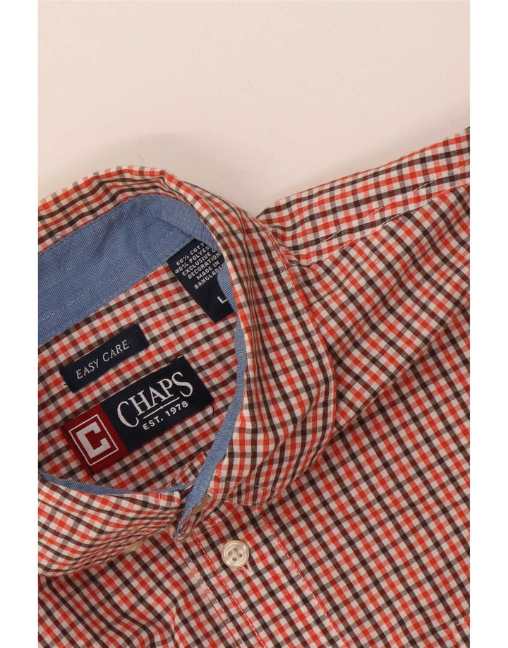 Chaps Camisa de fácil cuidado para hombre de algodón a cuadros rojo grande