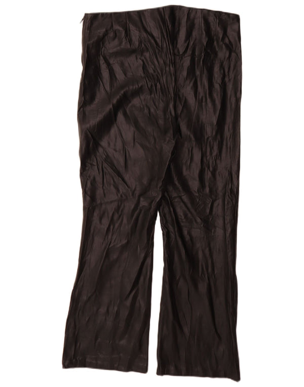 Zara Womens Bootcut Faux Leather Trousers XL W32 L27 Black Polyurethane