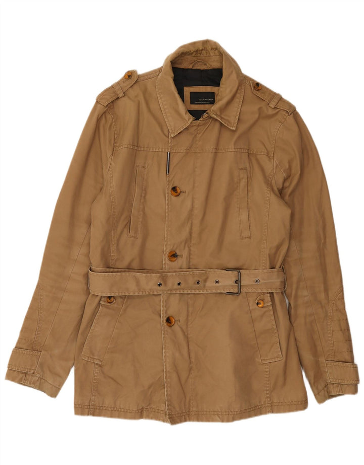 Zara Herre Military Jacket UK 40 Large Brown Polyester
