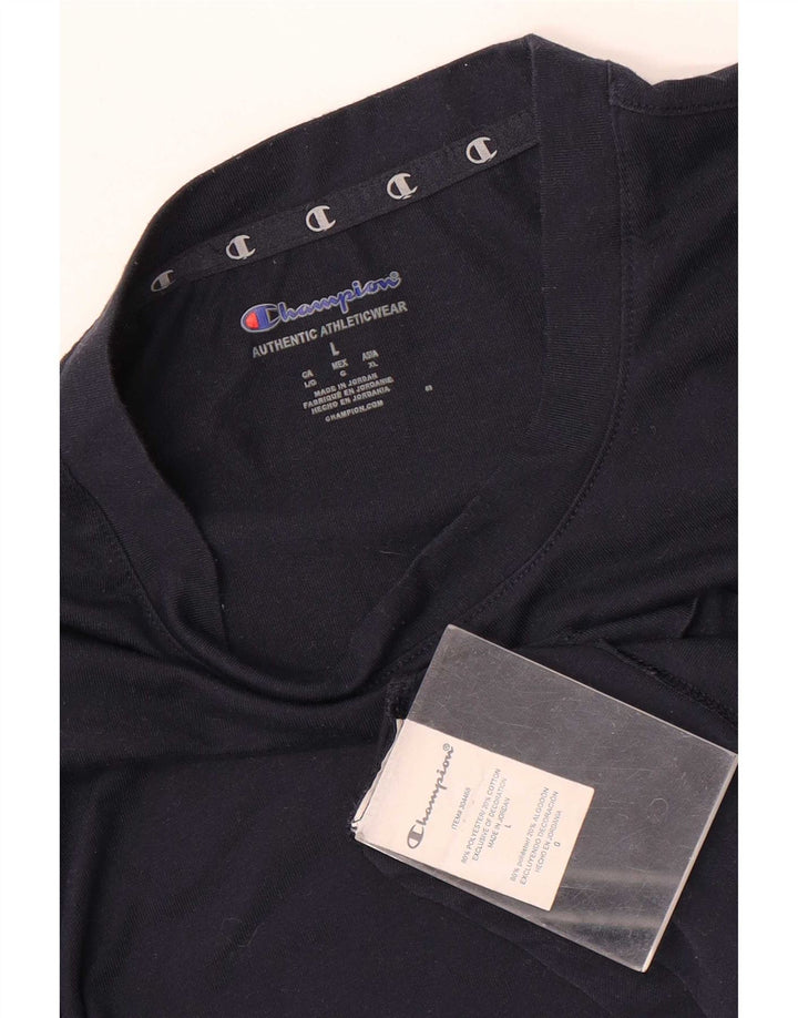 Champion Mens T-Shirt Top Large Navy Blue Polyester