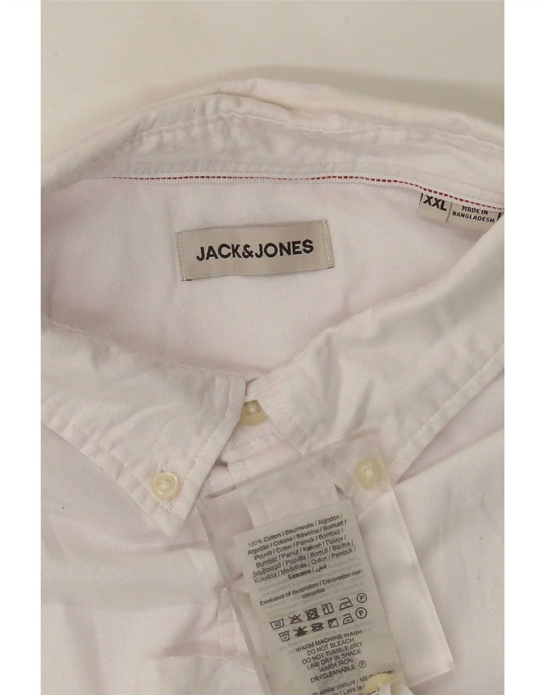 Jack & Jones Mens Short Sleeve Shirt 2XL White Cotton