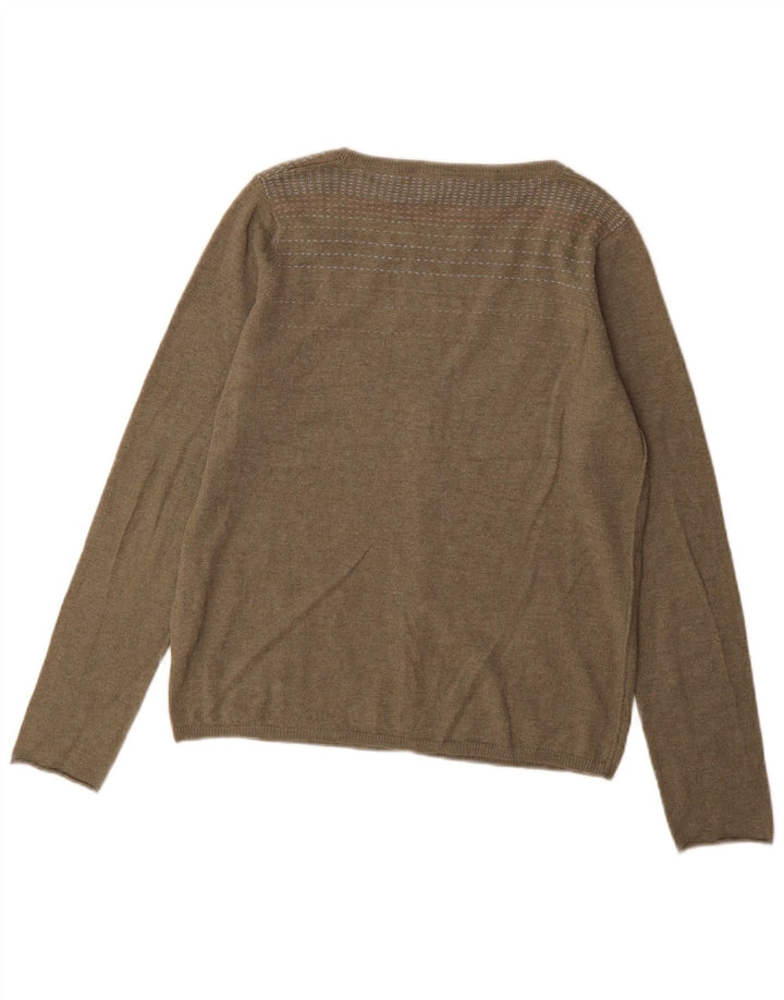 White Stuff Dame Cardigan Sweater UK 16 Stor Khaki Bomuld